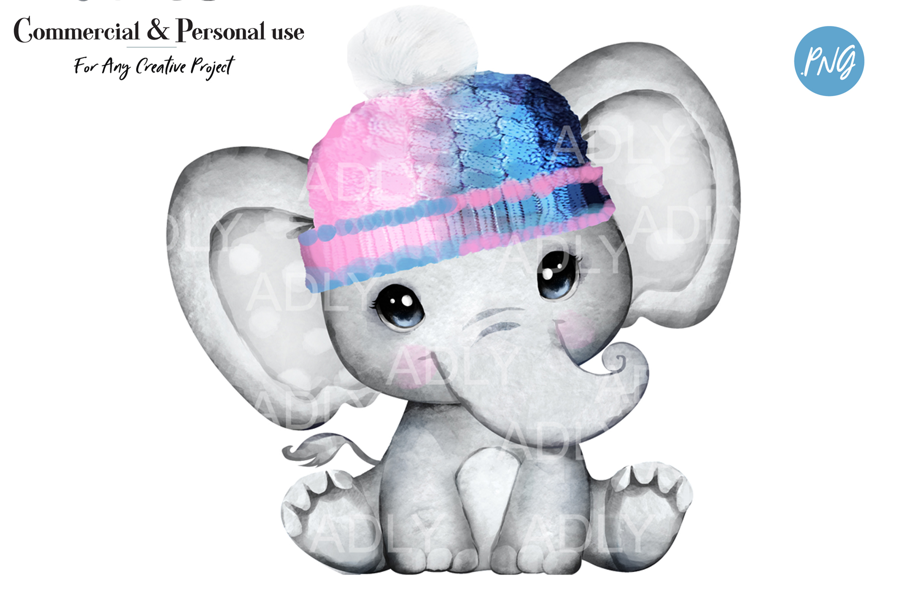 Unisex Pink Blue Hat Baby Elephant