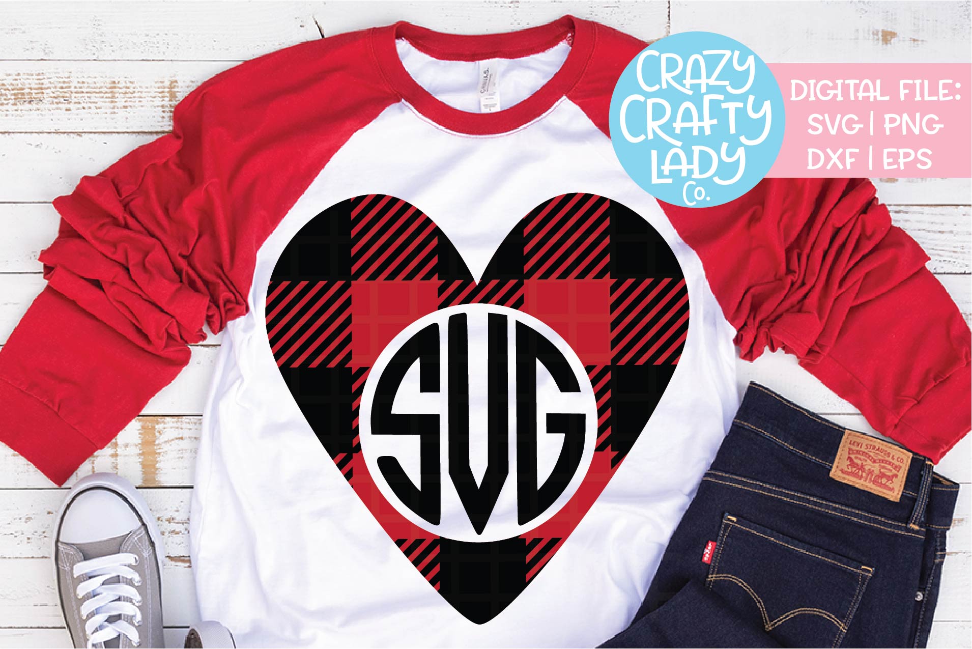 Download Buffalo Plaid Heart Monogram Frame SVG DXF EPS PNG Cut ...