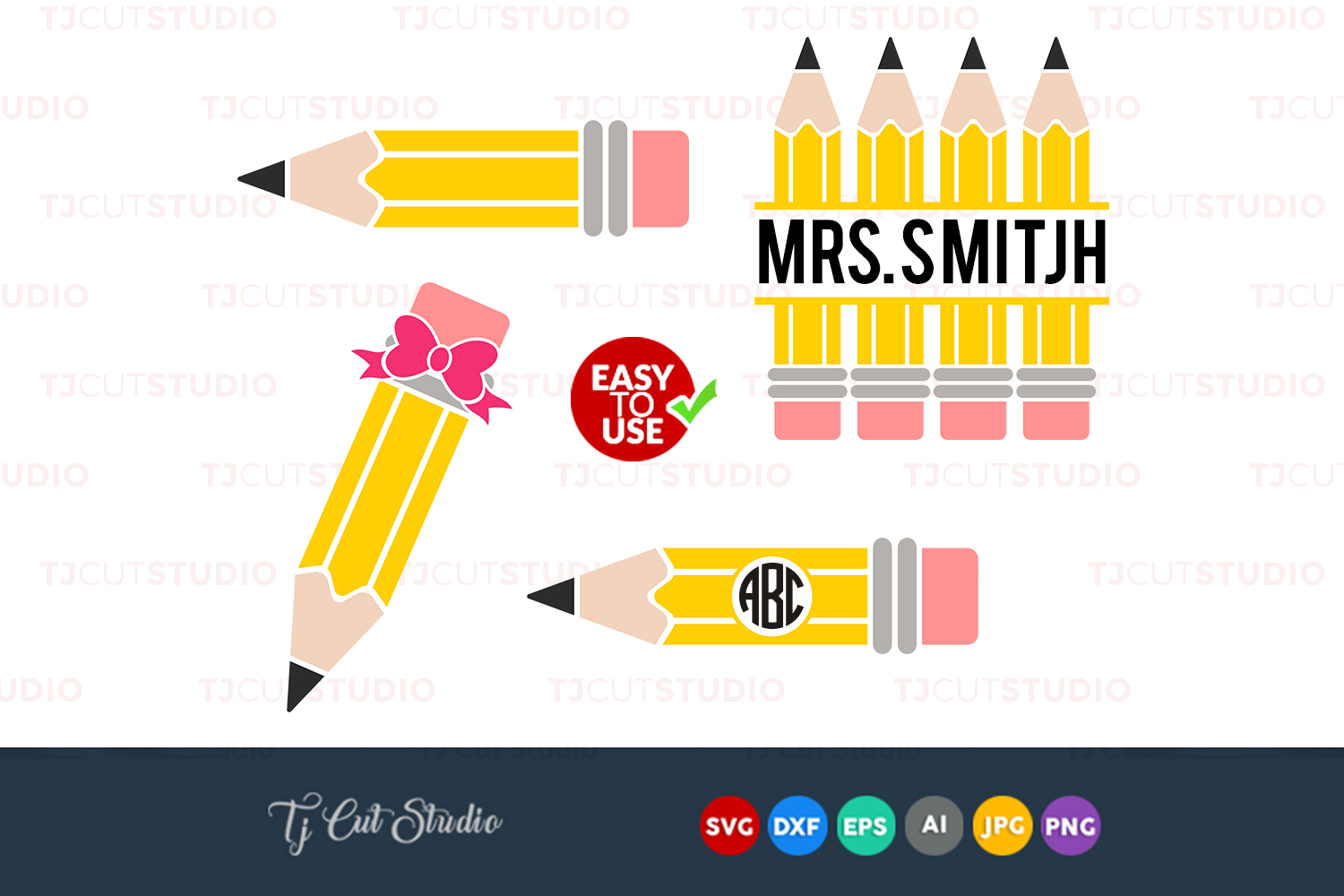 Download Pencil Svg Pencil Monogram Svg Teacher Svg Files For Silhouette Cameo Or Cricut Commercial Personal Use