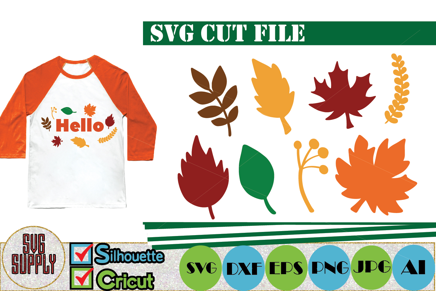 Autumn and Fall Leaves SVG Cut File (296215) | Cut Files | Design Bundles