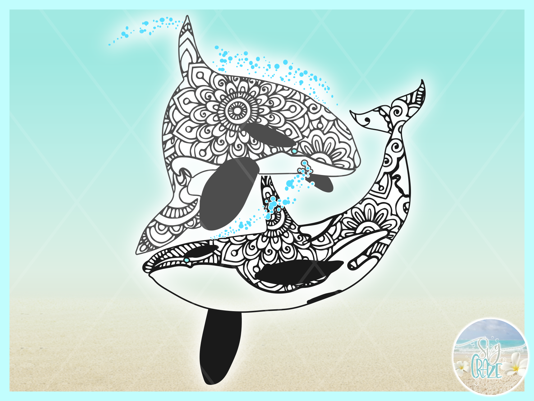 Download Orca Killer Whale Mandala Zentangle Svg Dxf Eps Png Pdf