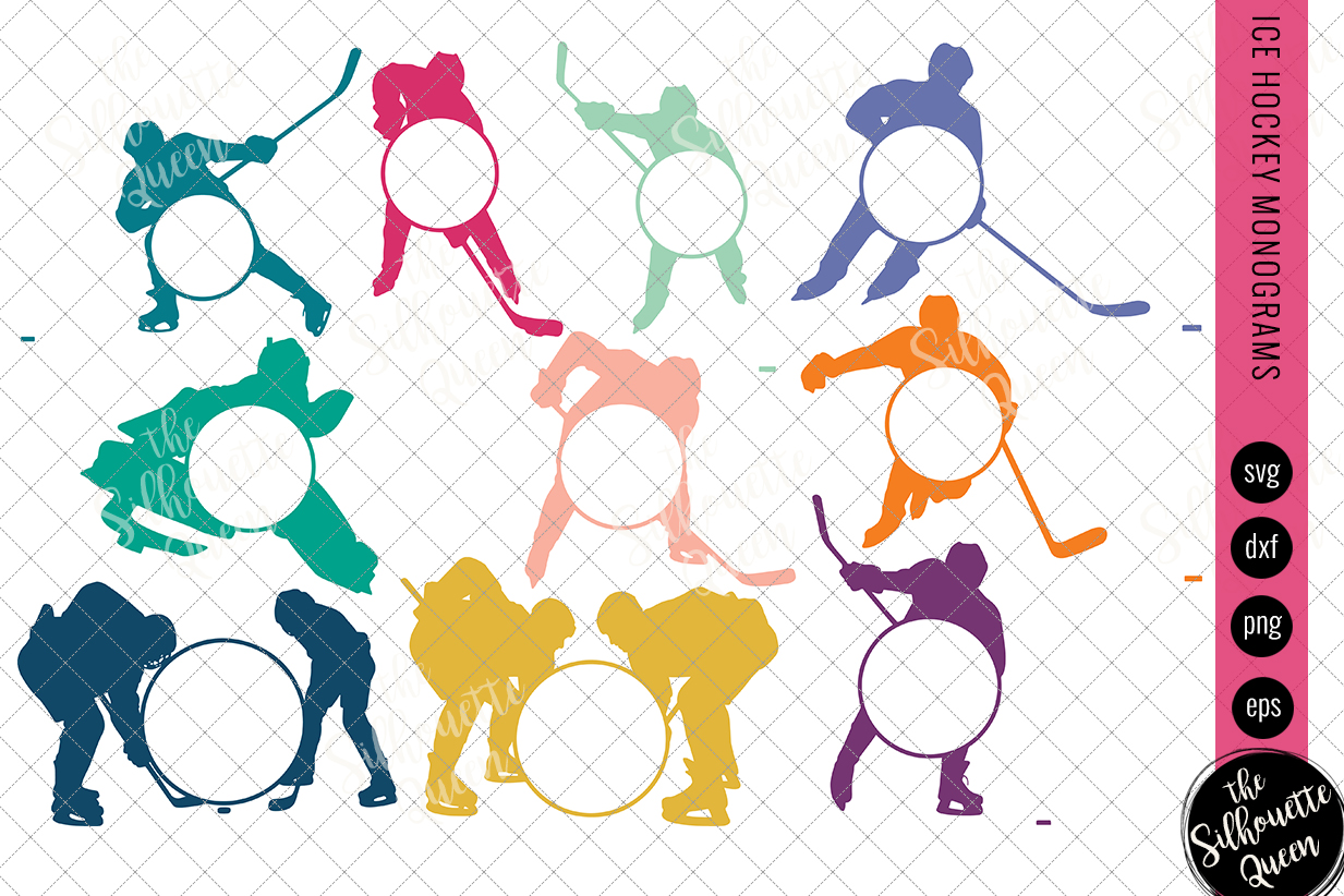 Download Ice Hockey Svg Monogram, Circle Frames, Cuttable Design