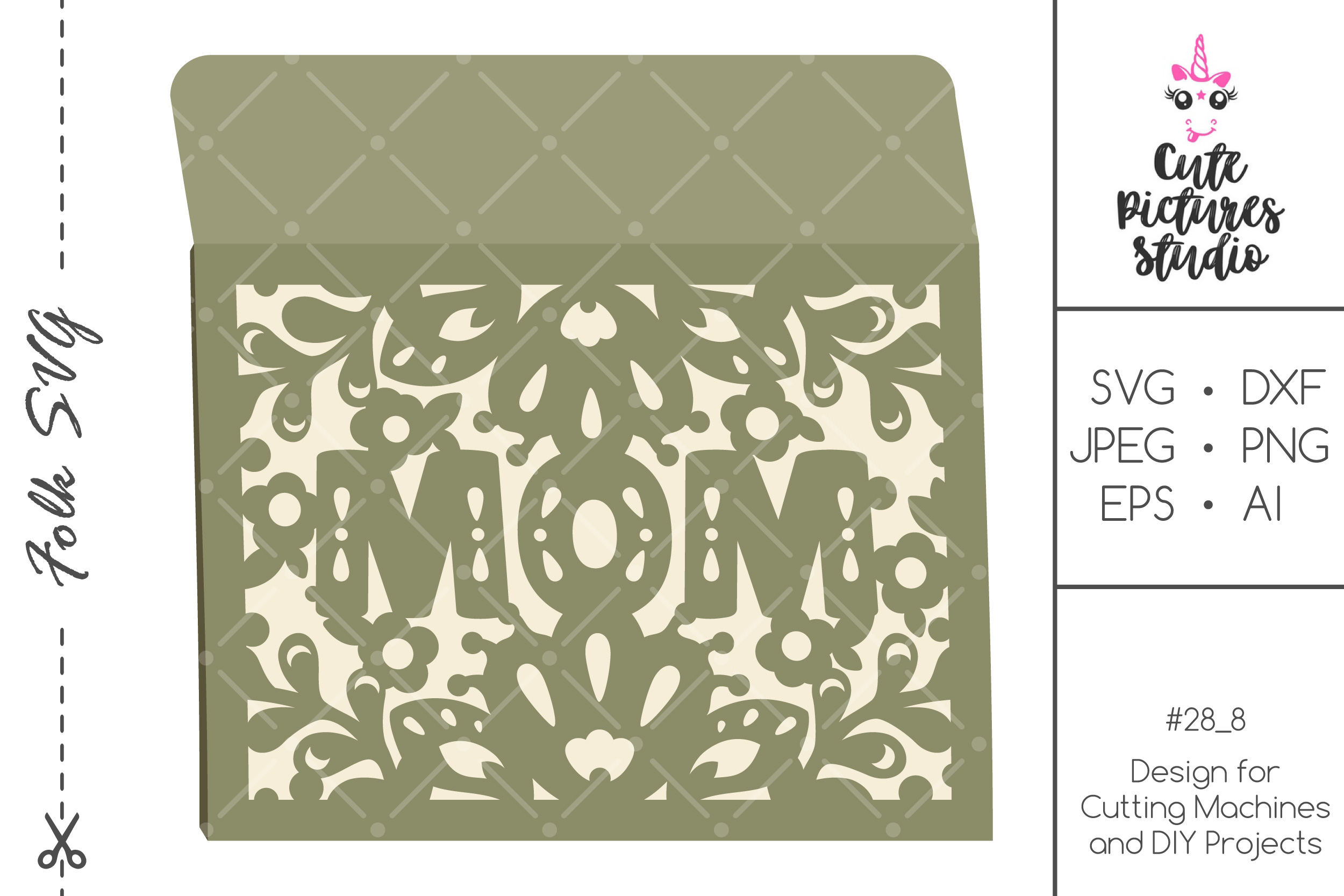 Download Mother's Day envelope SVG cut file, Floral envelope
