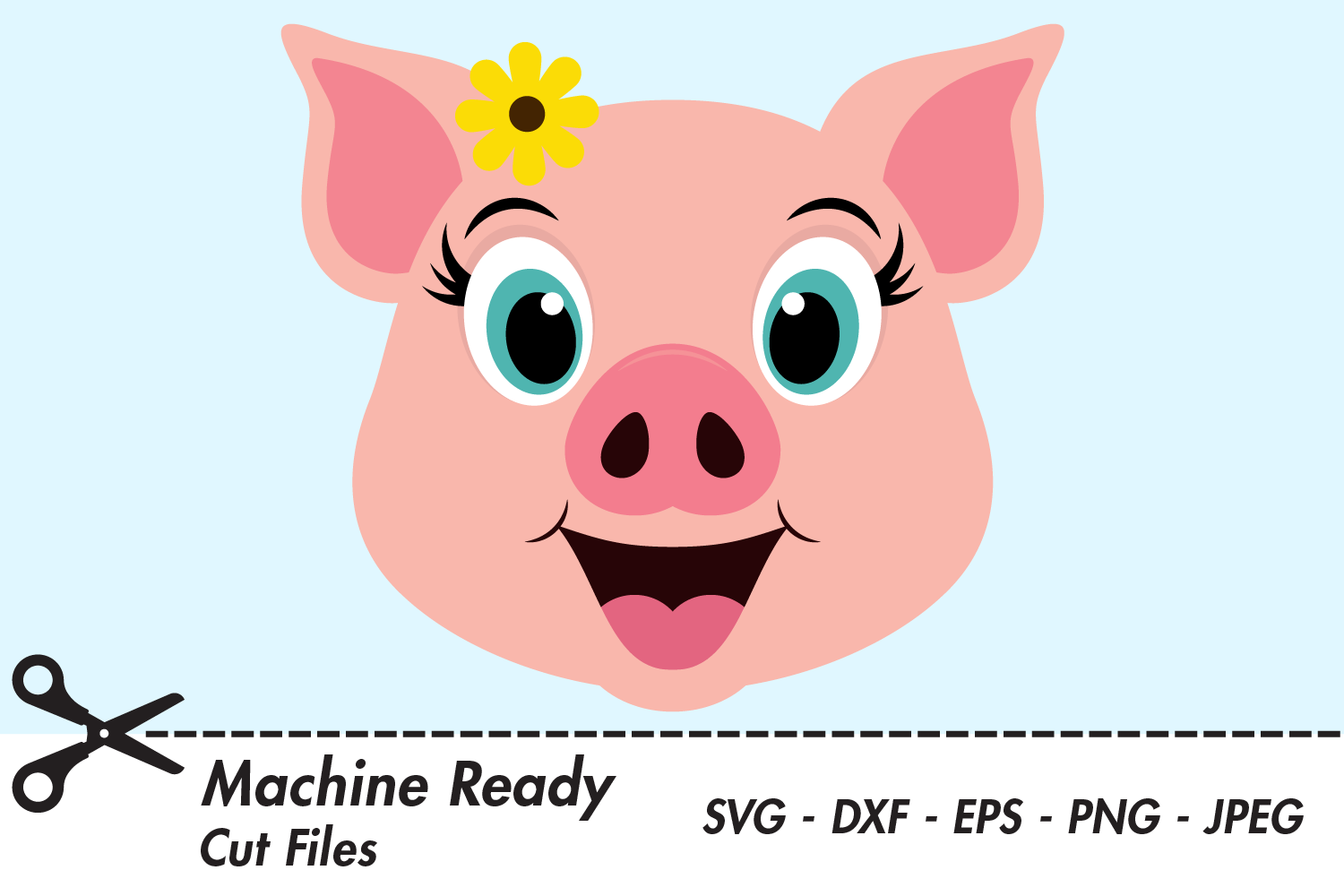 Cute Pig SVG Cut Files, Happy Farm Animal Face, Piglet Head (373996