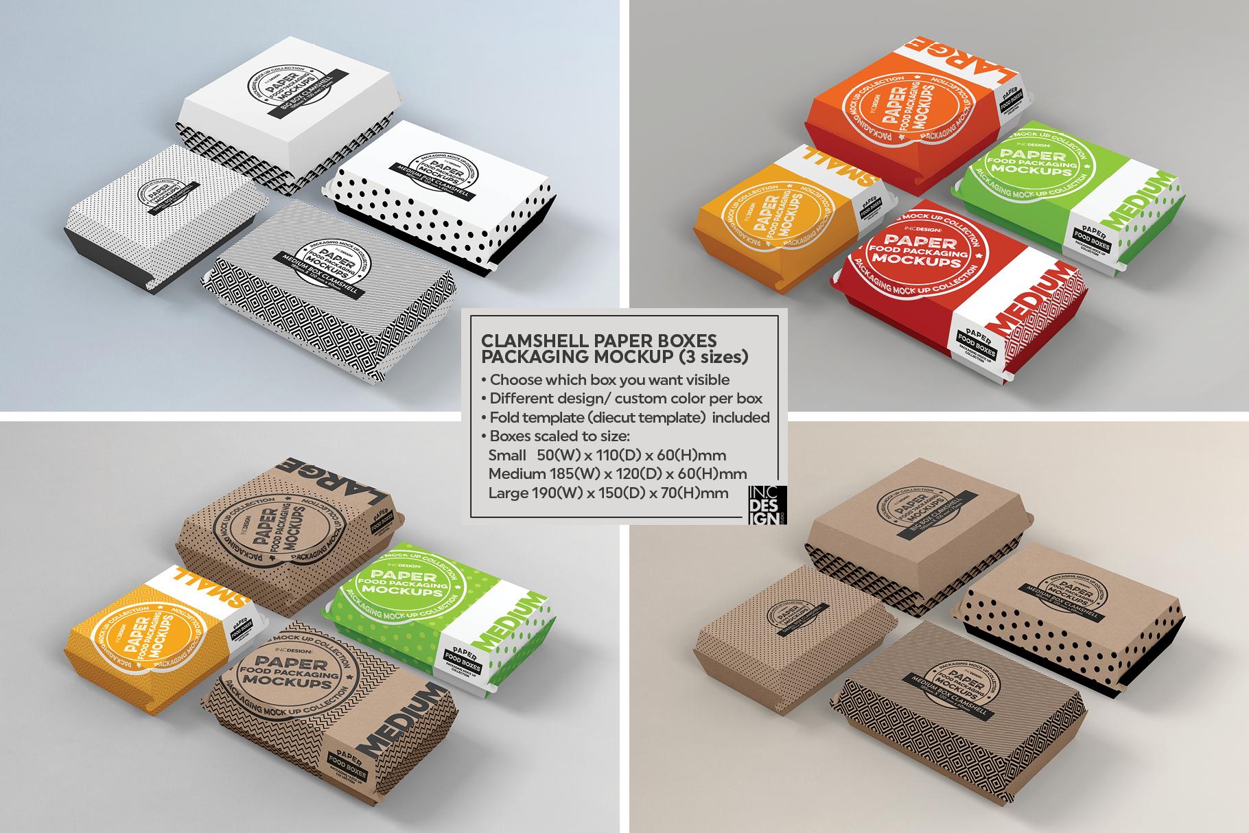 Download VOL.14 Food Box Packaging MockUps (199936) | Branding | Design Bundles