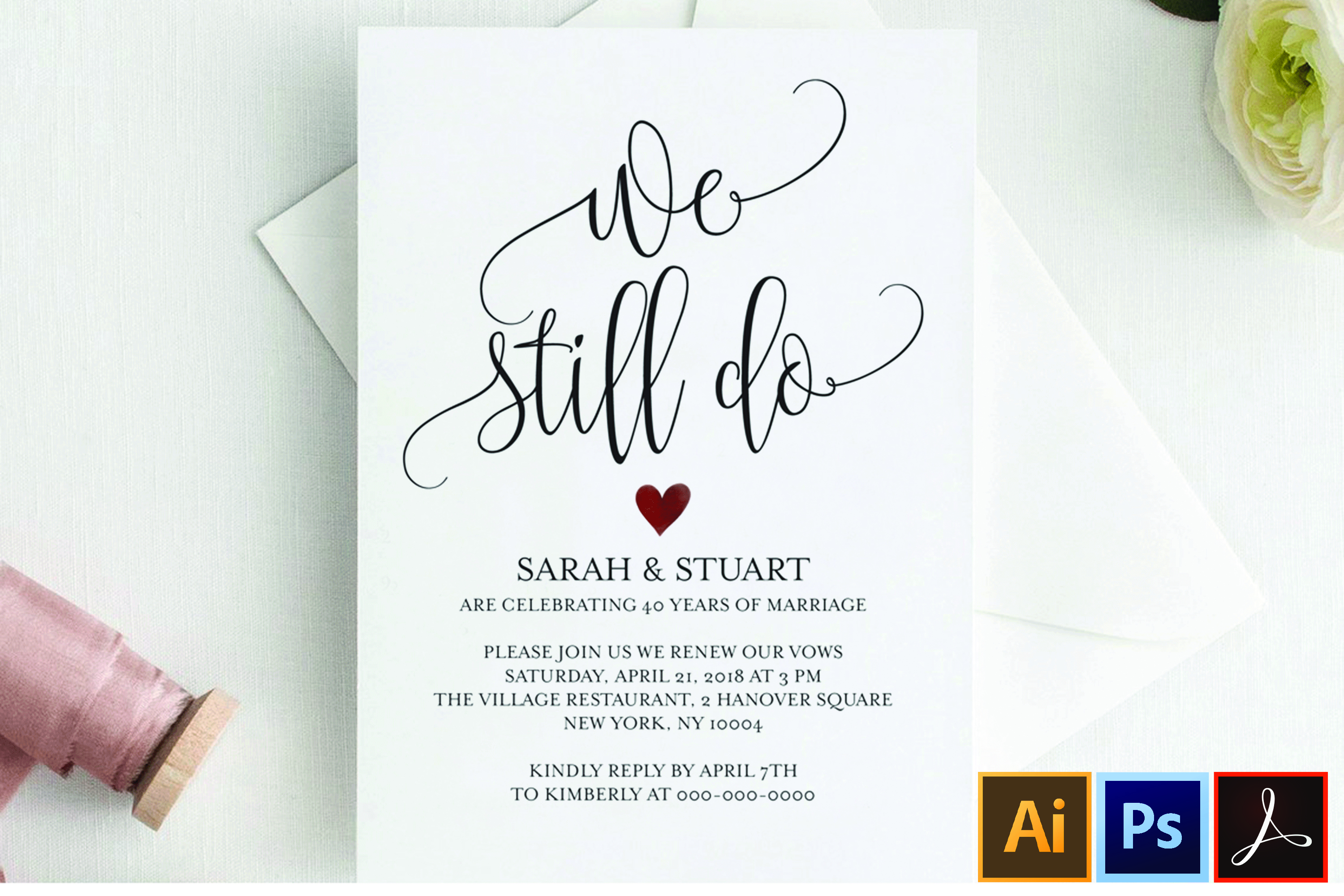 Wedding Invitations Editable Template Wedding Vow Renewal