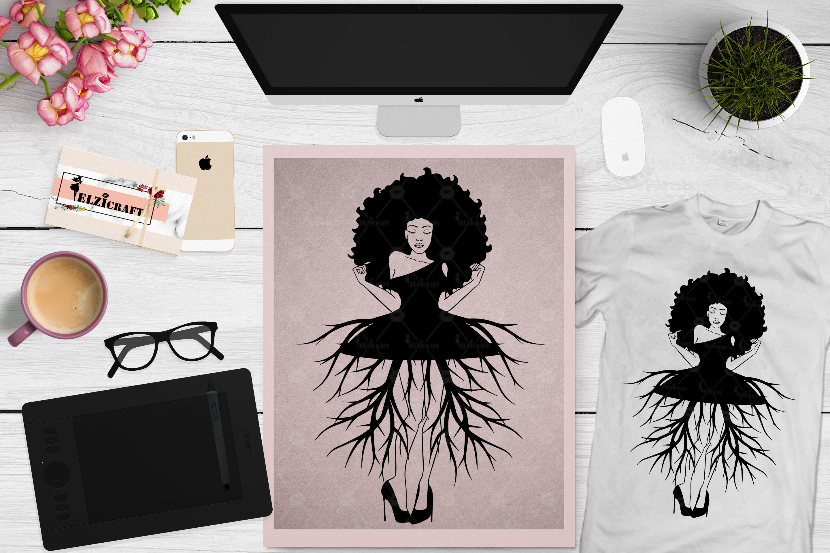 Afro Woman Roots Africa Map Black History Month Svg