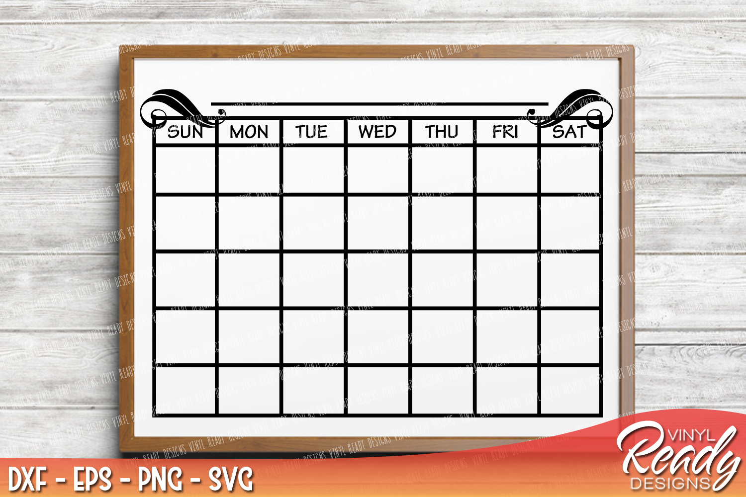 Monthly Calendar Template - Vector Clip Art - Cutting Files - DXF EPS ...