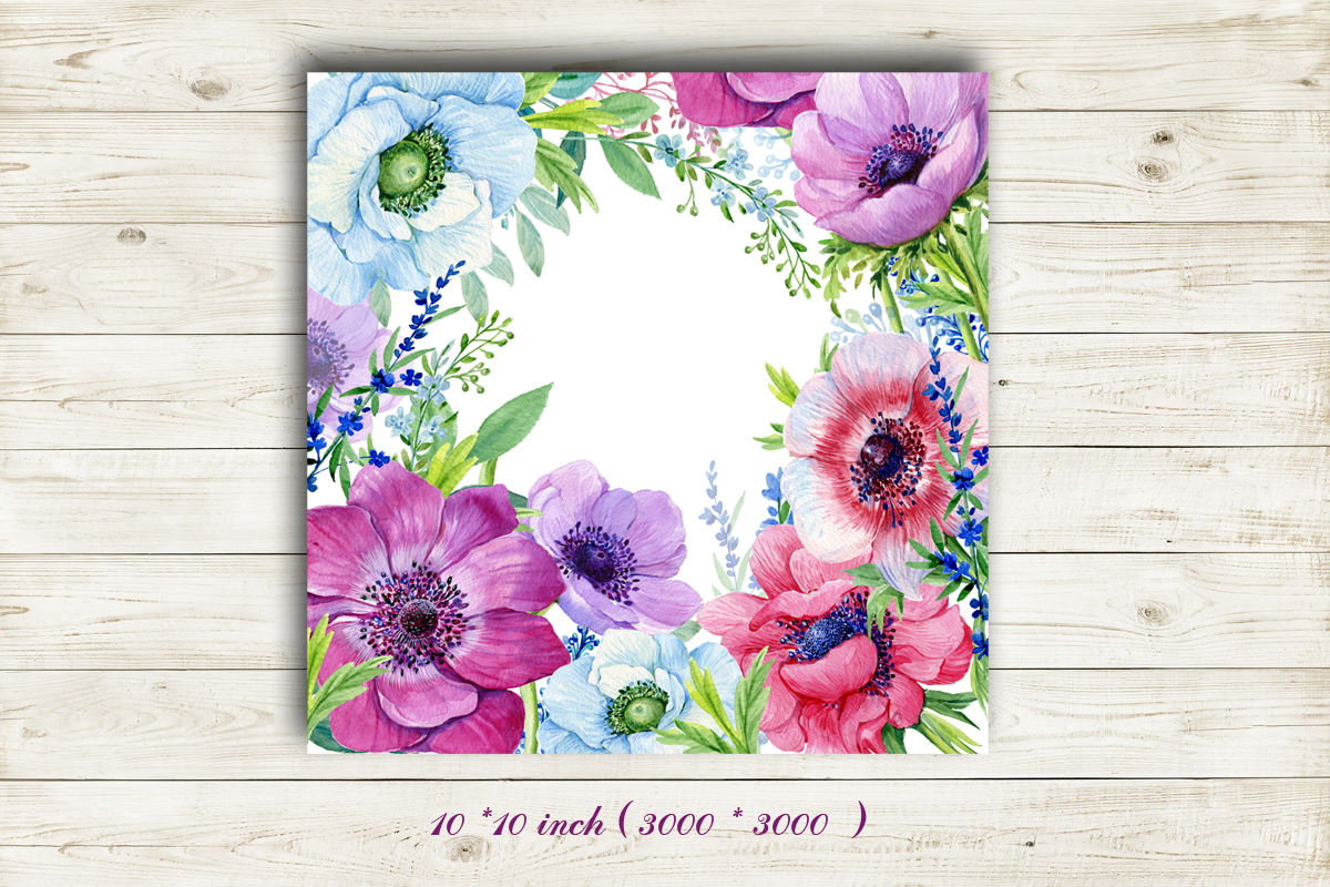 Anemones Watercolor . Flowers Clipart . Purple Flowers ...