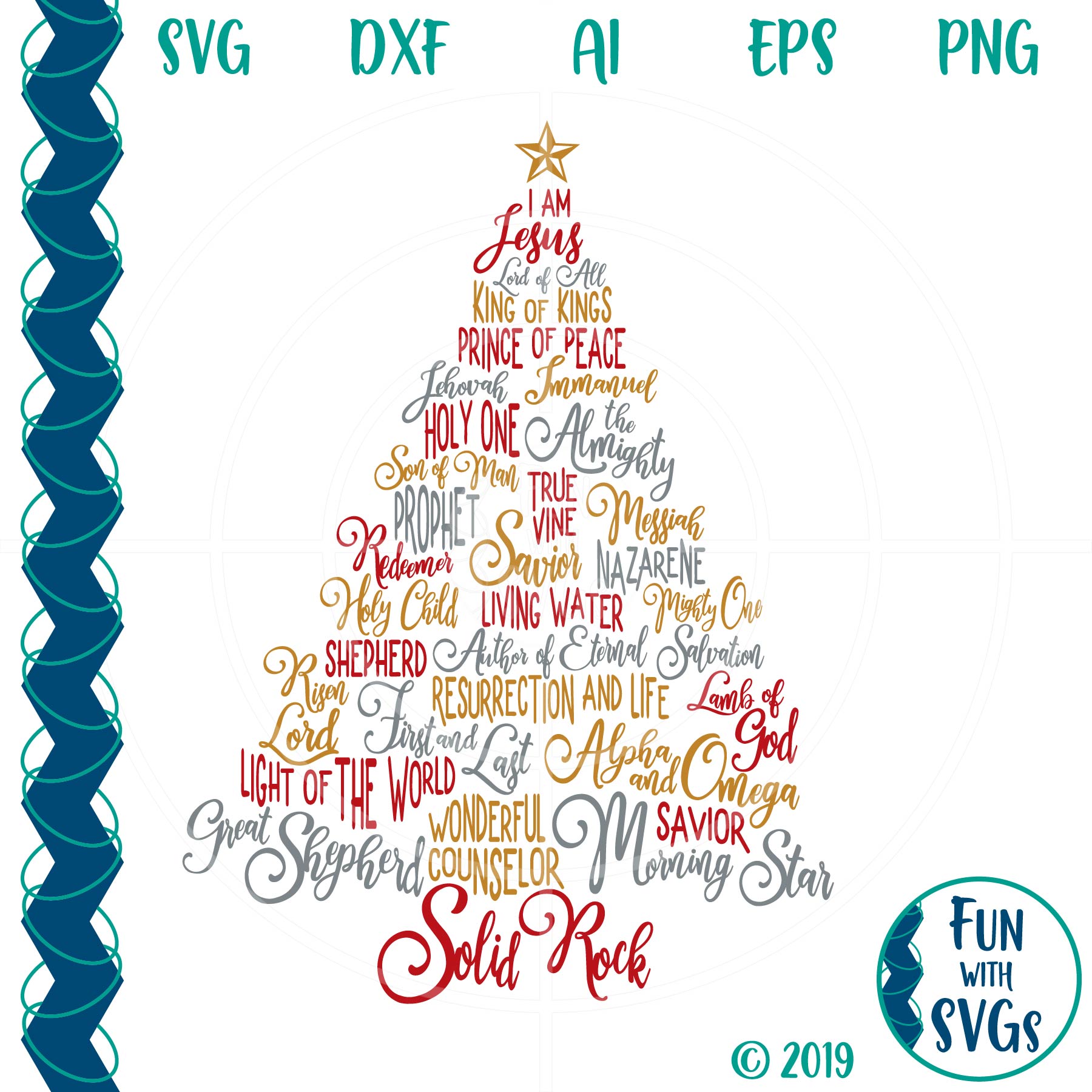 Names of Jesus Christmas Tree SVG & Printable File Included
