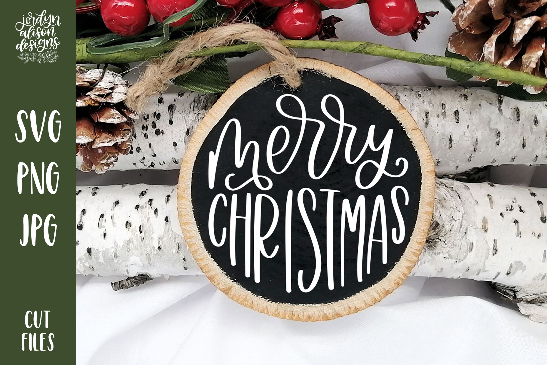 Merry Christmas Round SVG Cut File (460897) | Hand Lettered | Design