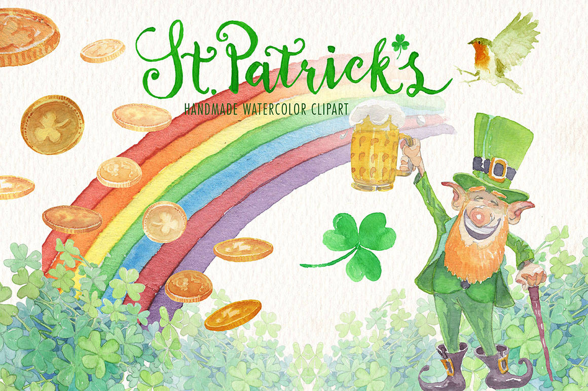 Download St Patrick's Day Watercolor Clipart Set