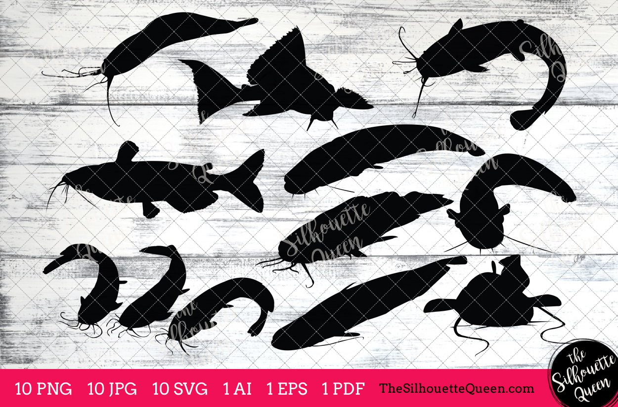 Catfish Silhouettes Clipart Clip Art(AI, EPS, SVGs, JPGs, PNGs, PDF ...