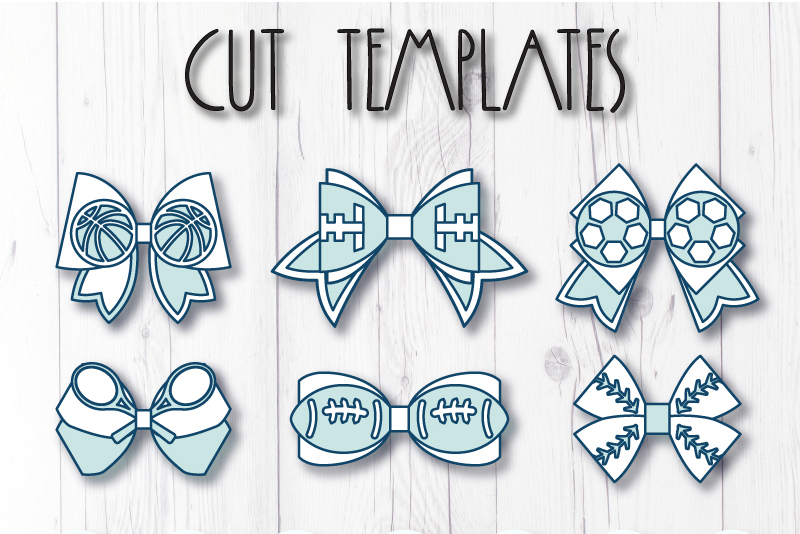 Download 6 Sport Hair bow template SVG, Faux leather bow Cricut file