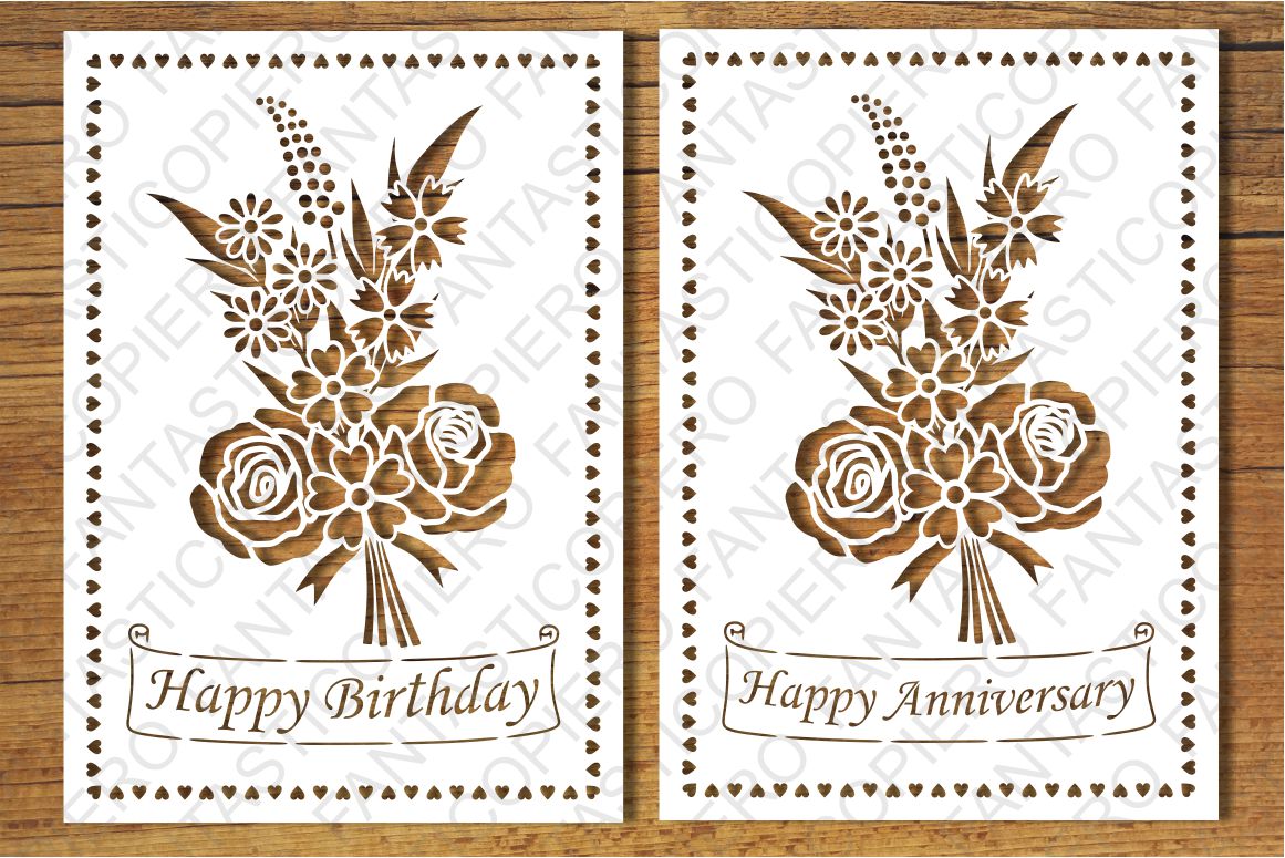 Happy Birthday, Happy Anniversary, Greeting Card (blank) SVG files for