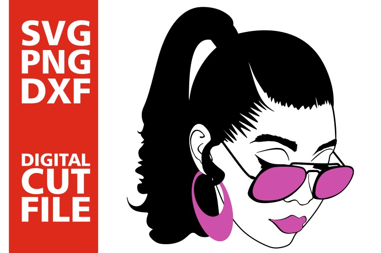 Black Woman with glasses svg, Afro girl svg, Ponytail Hair