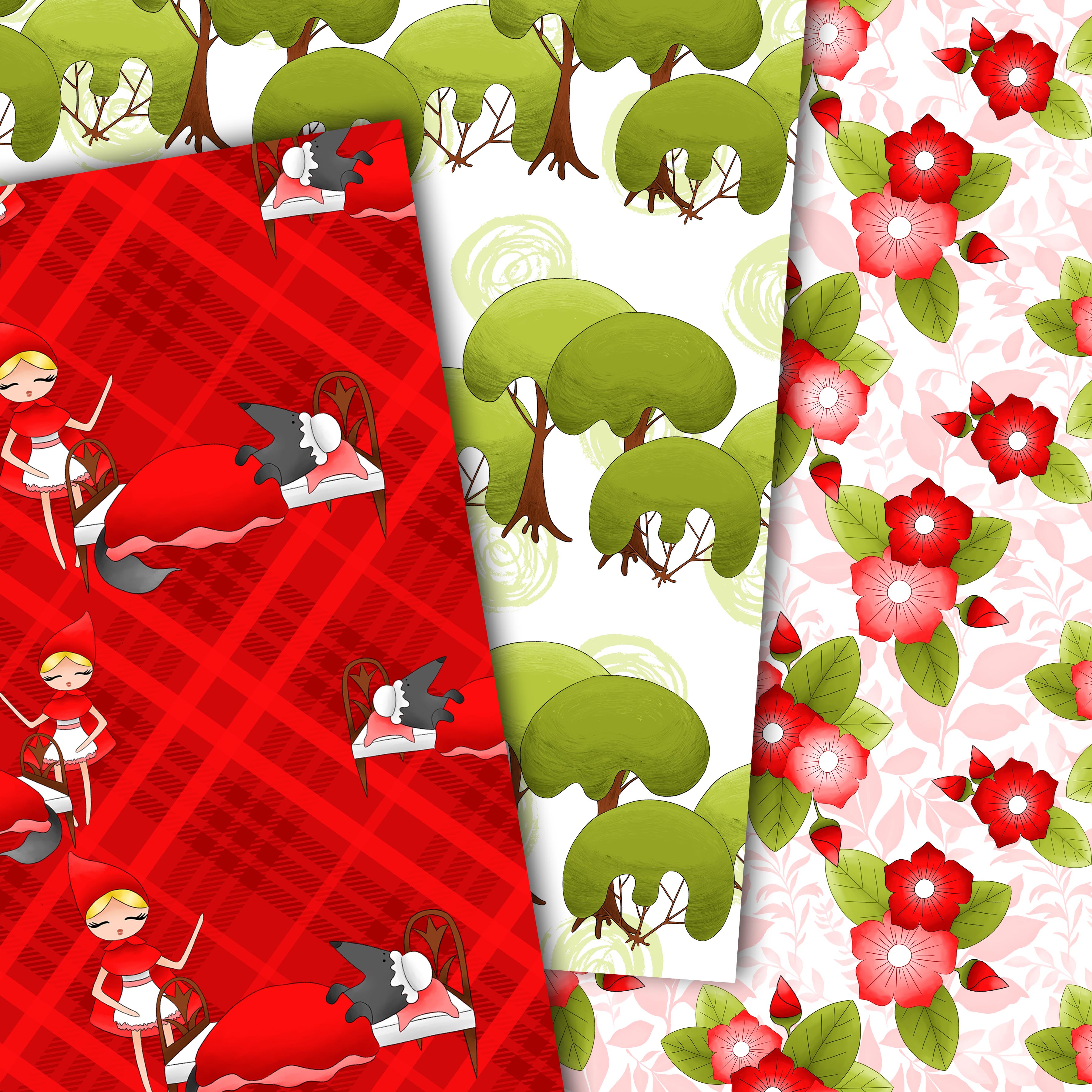 Little red riding hood pattern (102717) Patterns Design Bundles