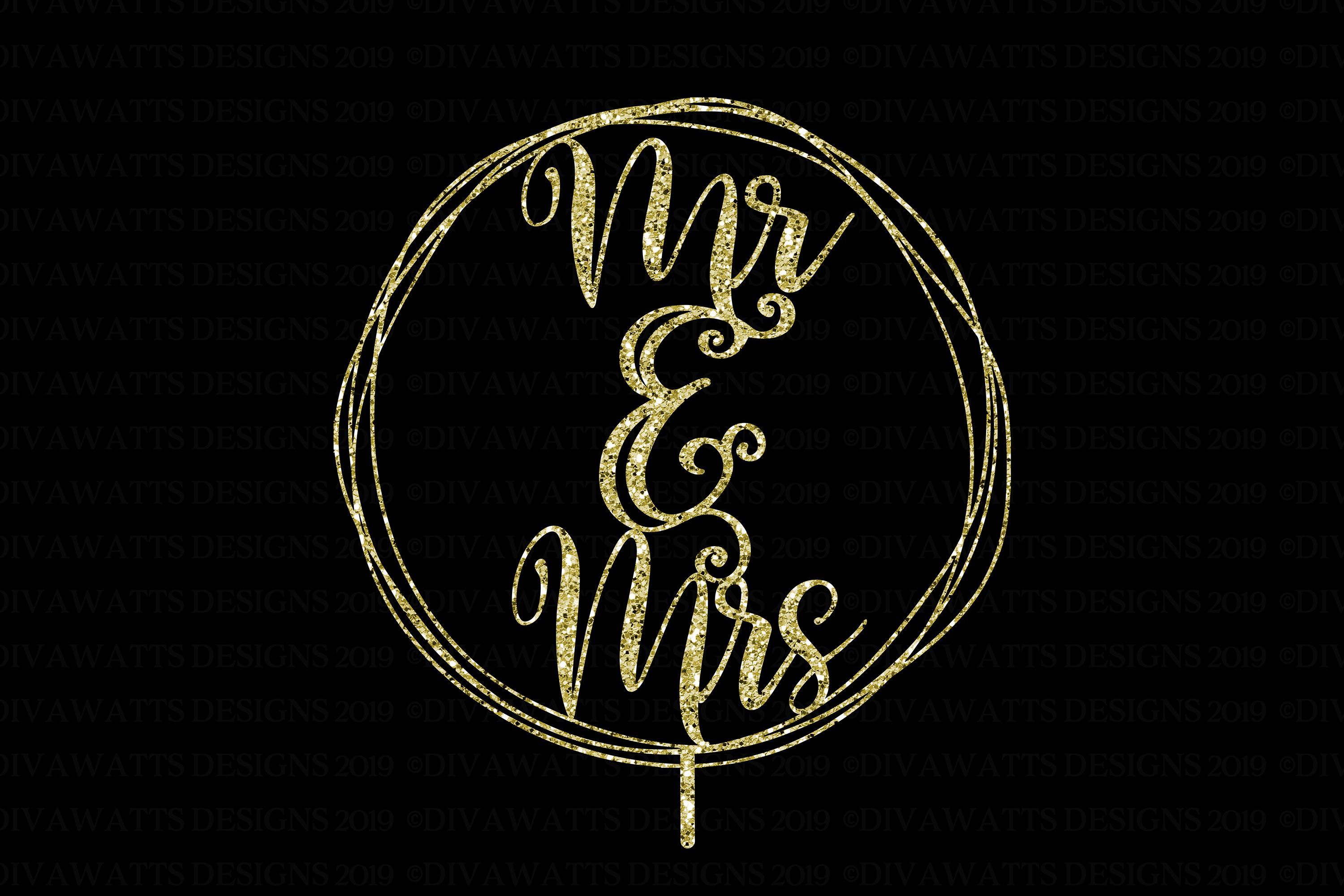 Mr. & Mrs. Wedding Cake Topper - Cutting File SVG PNG
