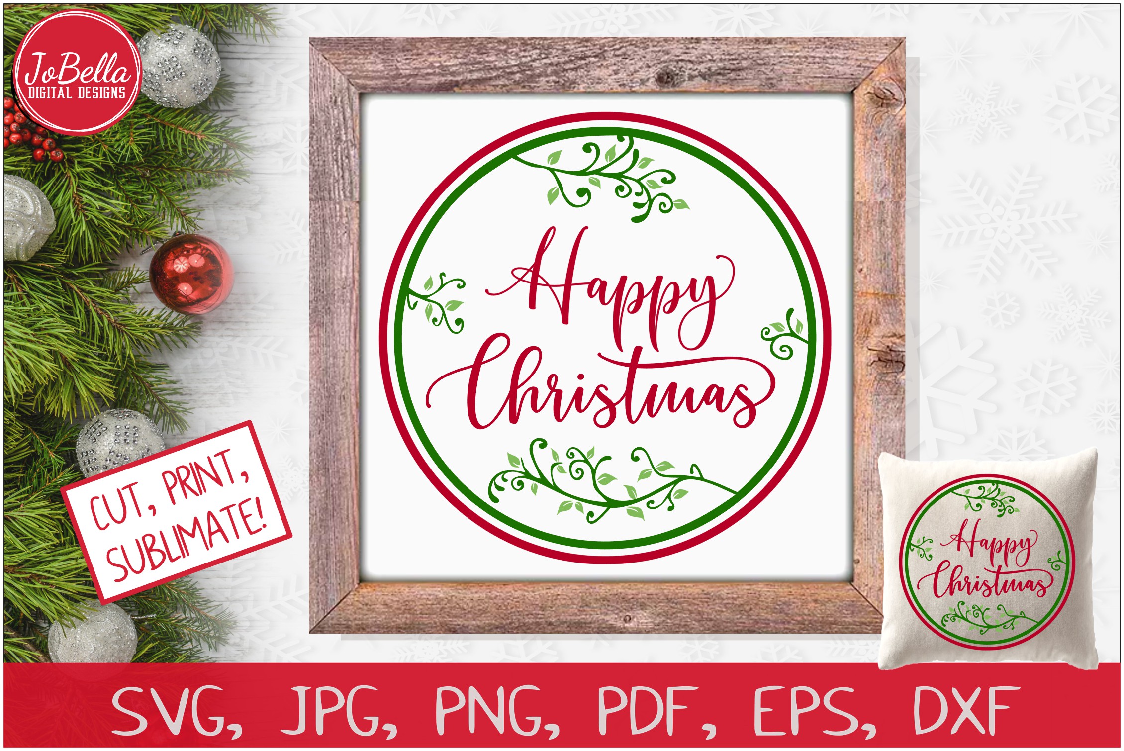 Download Happy Christmas SVG Printable & Sublimation PNG