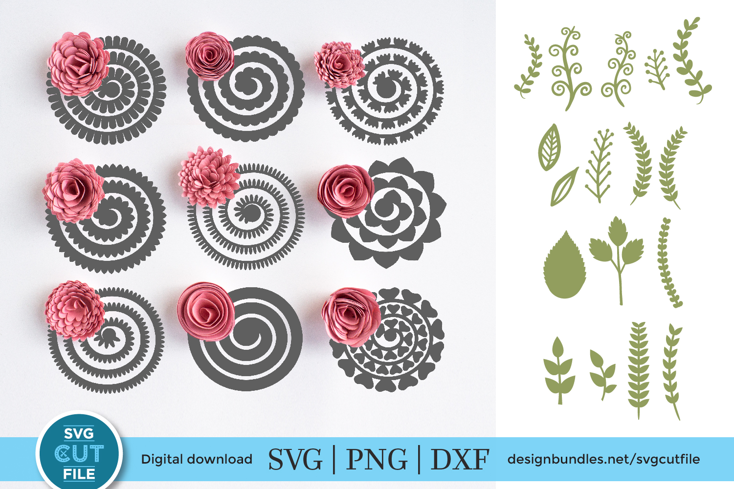 Rolled Flower Svg - Layered SVG Cut File