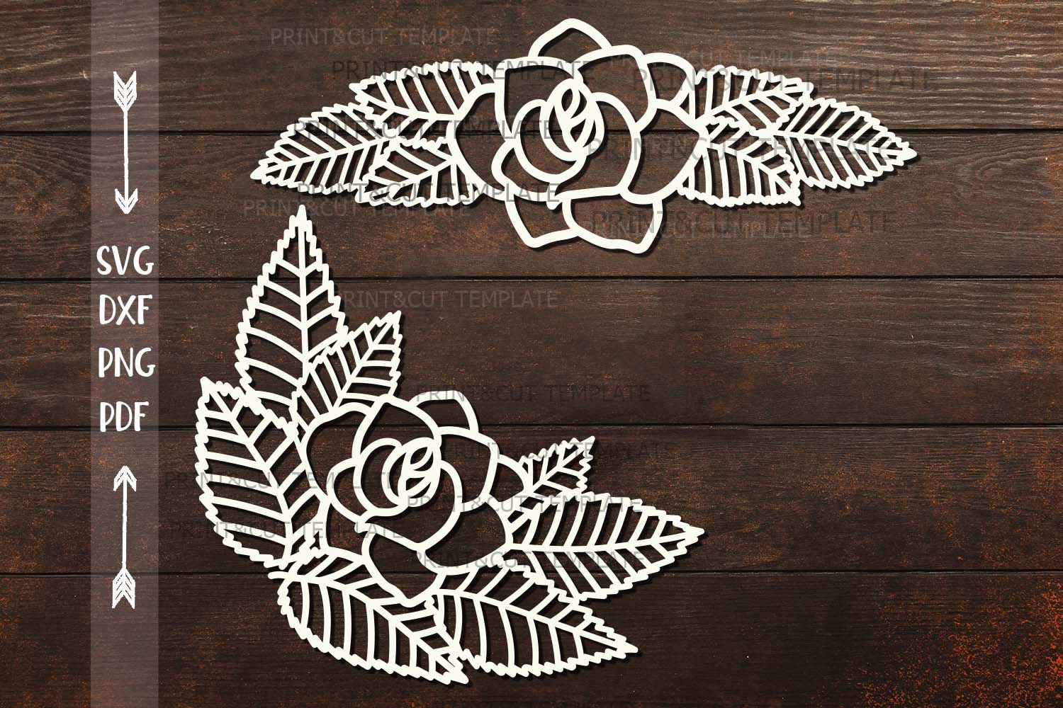 Download Rose Leaves Divider Border Corner paper cut svg dxf ...