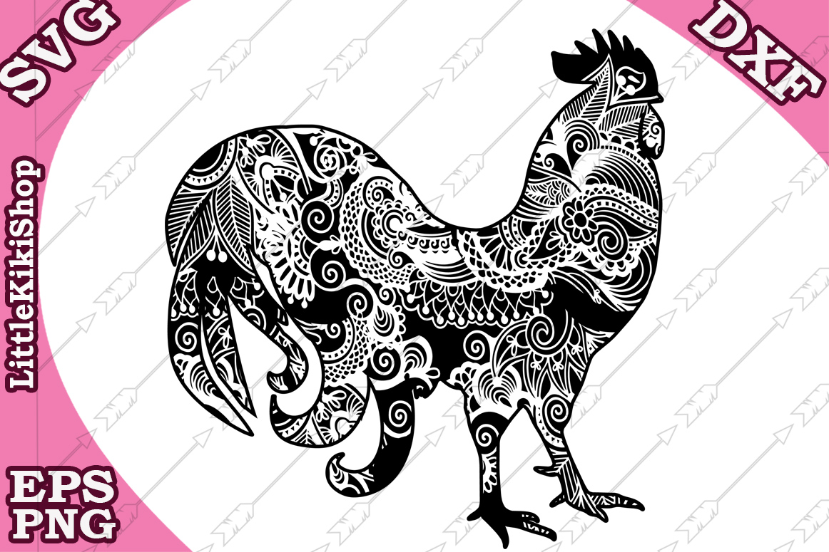 Zentangle Rooster Svg, Mandala Rooster Svg,Farm Animal Svg