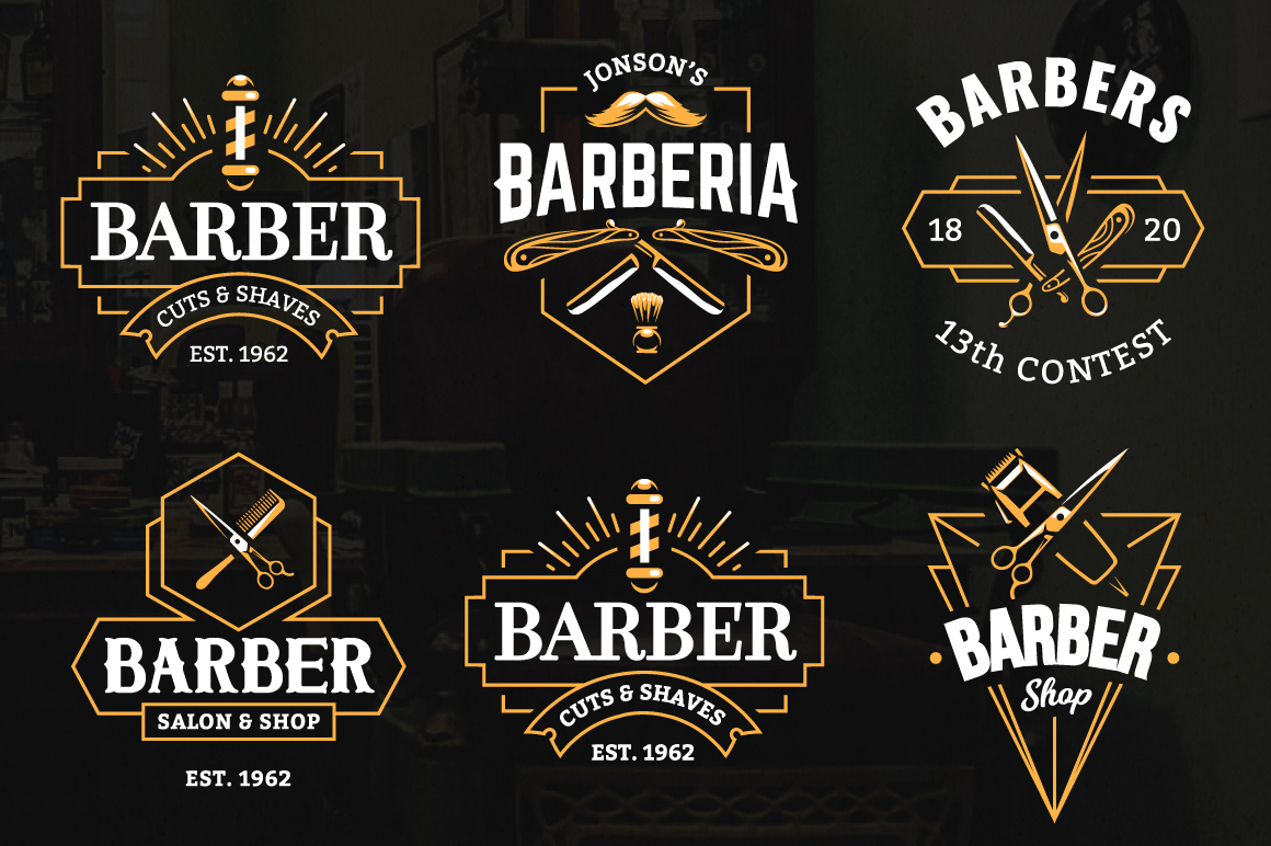 Barber Emblems | Logo Templates (129835) | Logos | Design Bundles