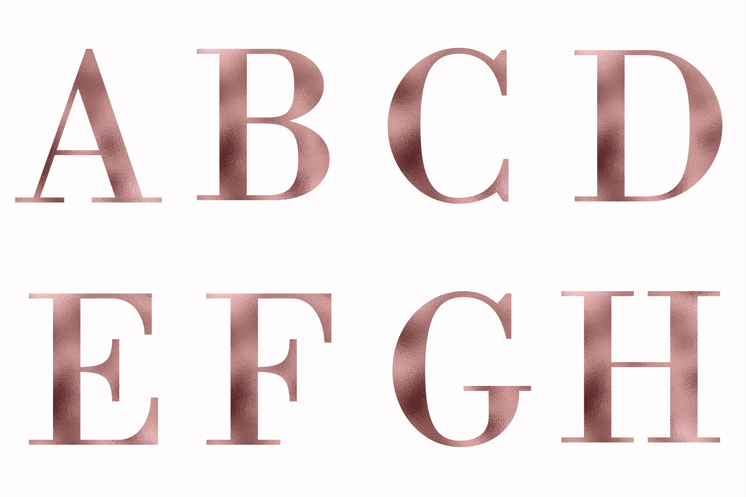 alphabet and numbers rose gold foil