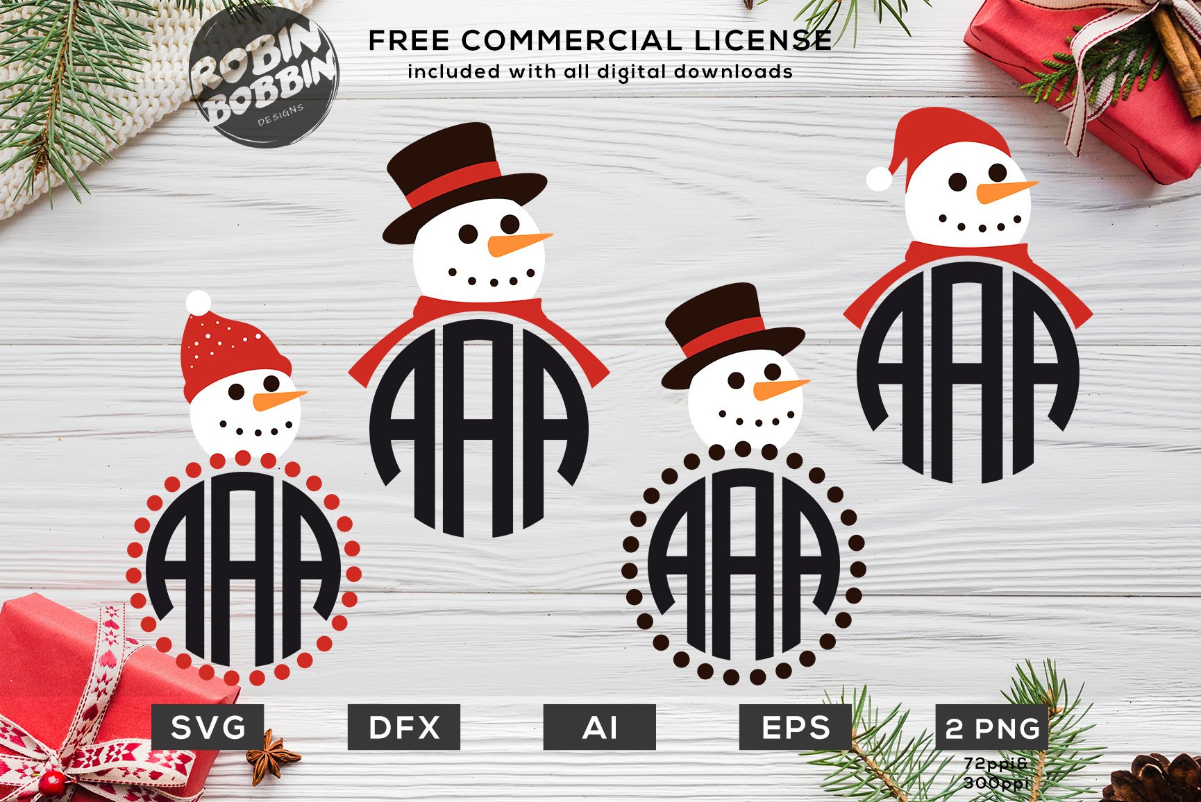 Christmas Snowman SVG - Christmas Monogram SVG Bundle (173060