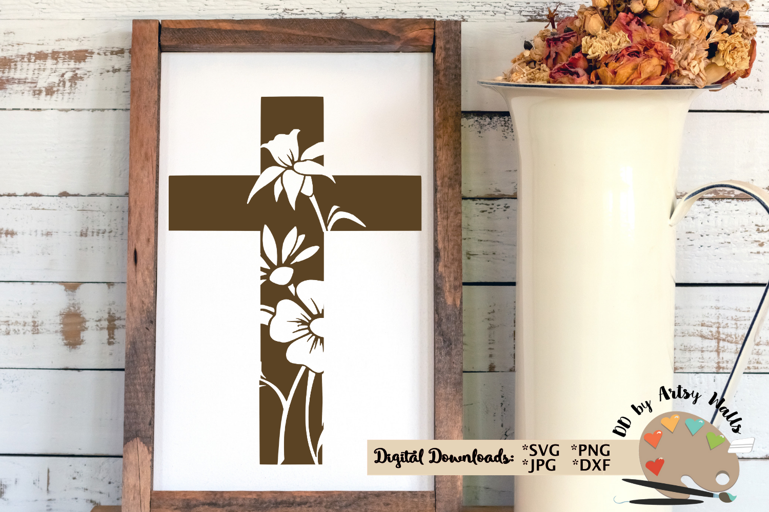 cross with transparent flowers svg, Christian Faith cross