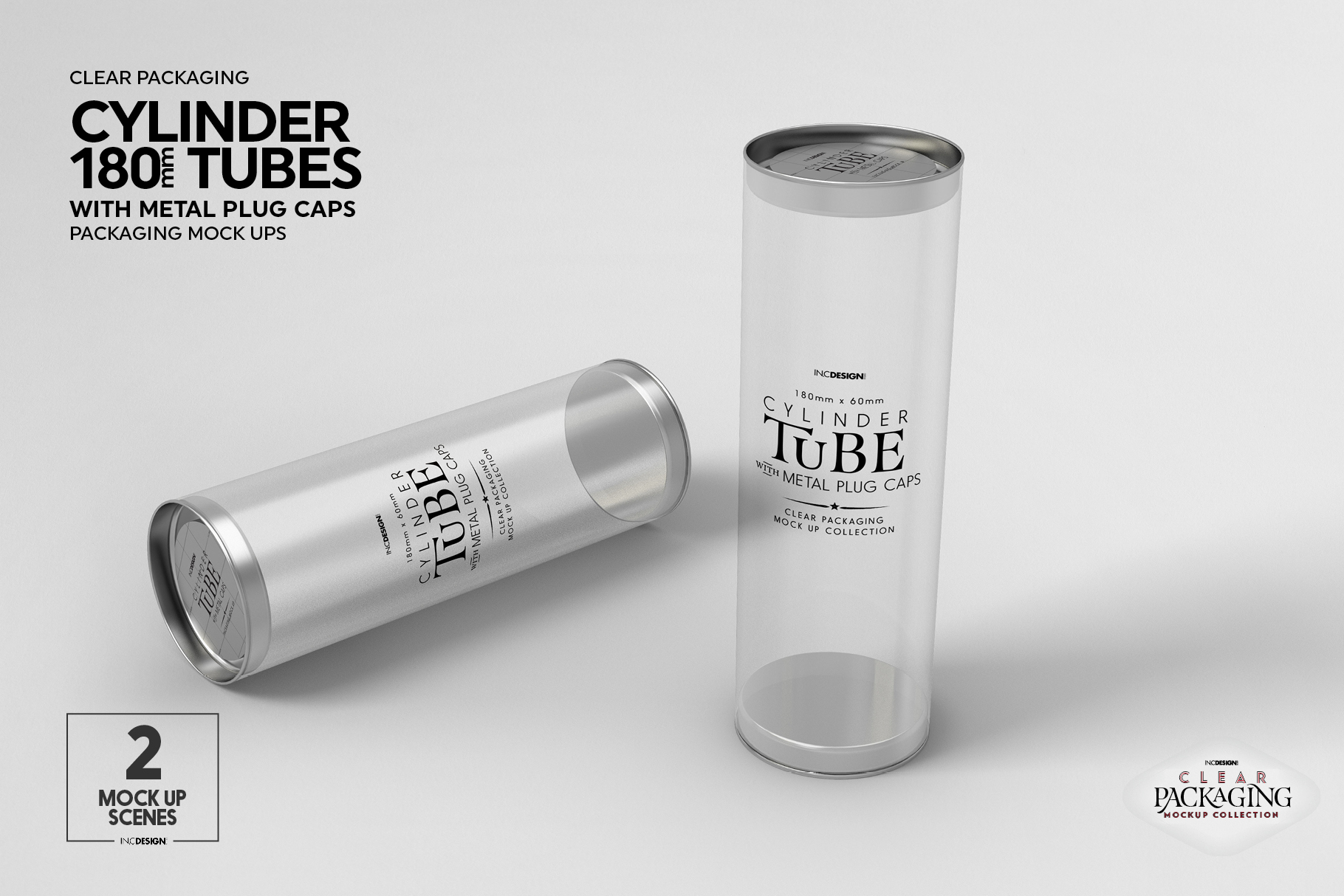180mm Cylinder Tube Packaging Mockup