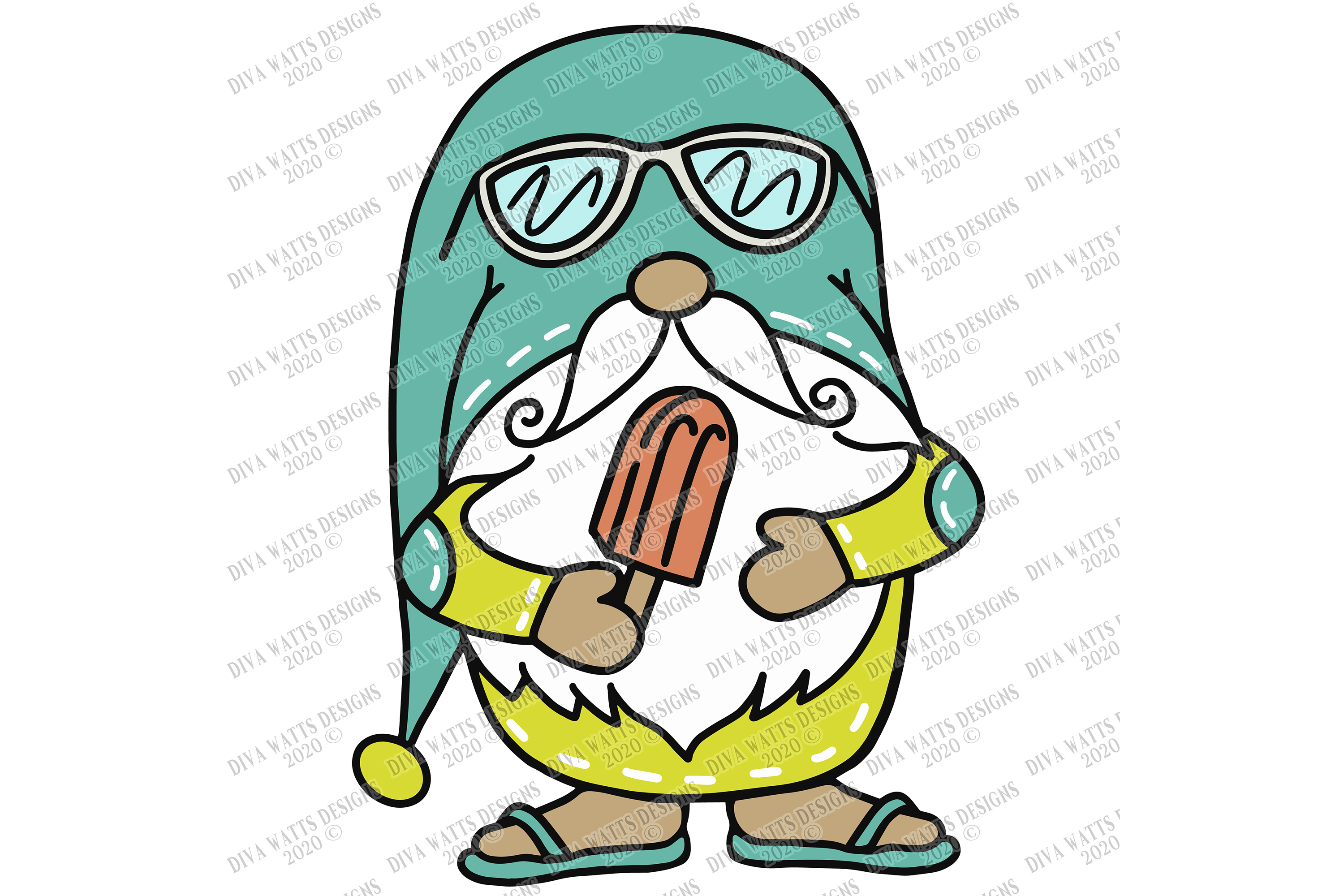Summer Popsicle Gnome - Sunglasses - Gnomes - Gnomie SVG DXF