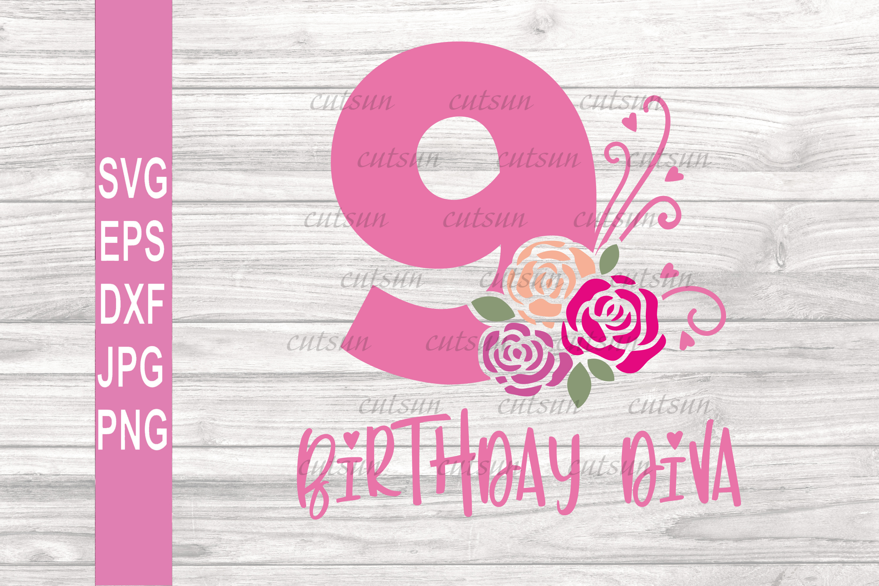 Download 9th Birthday SVG |Girl birthday SVG