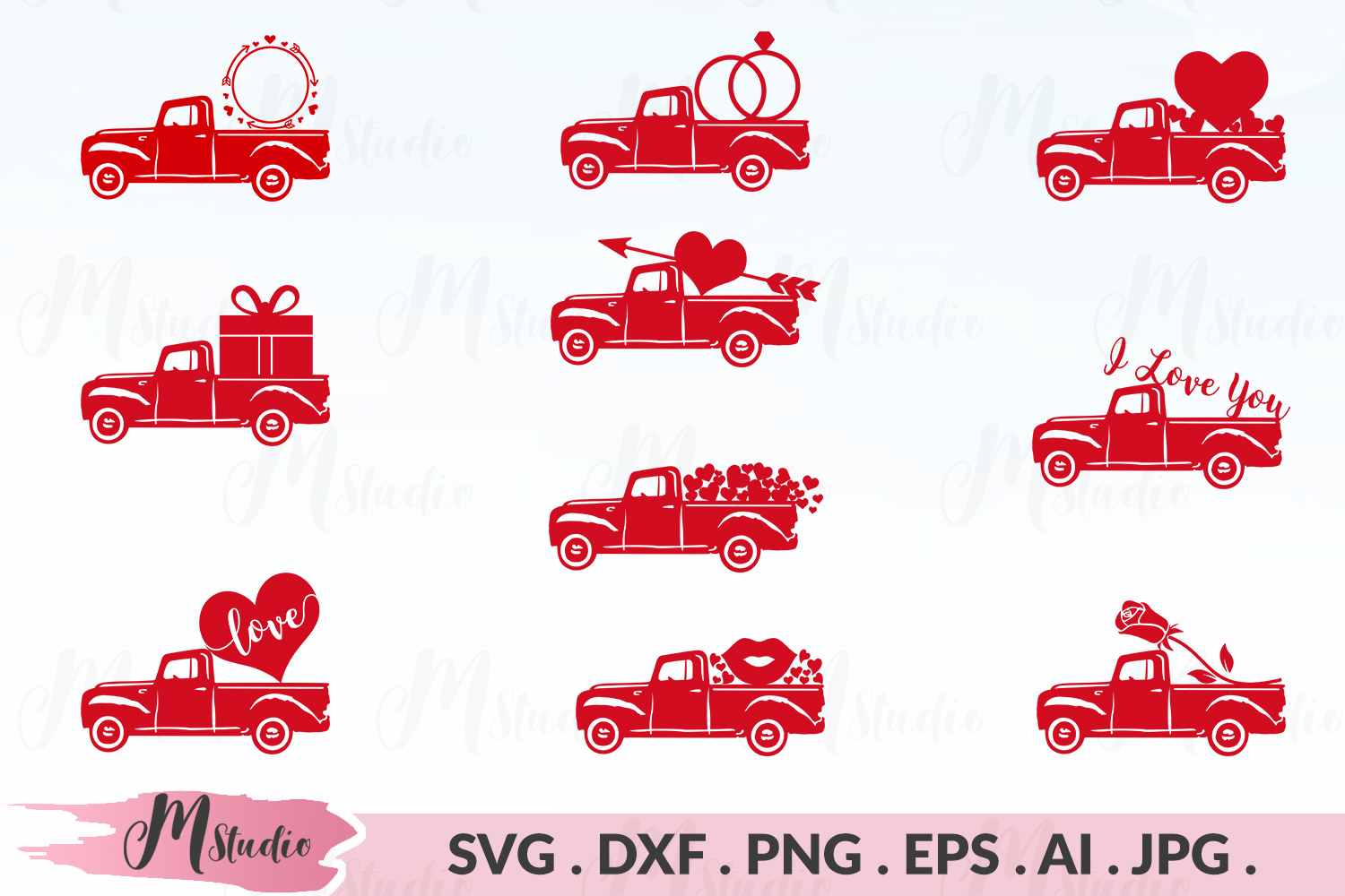 Download Valentines Truck svg (179195) | Cut Files | Design Bundles