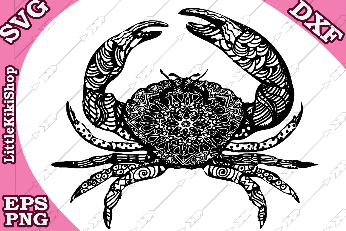 Zentangle Crab Svg, Mandala Crab Svg,Sea Animal Svg,Crab Dxf