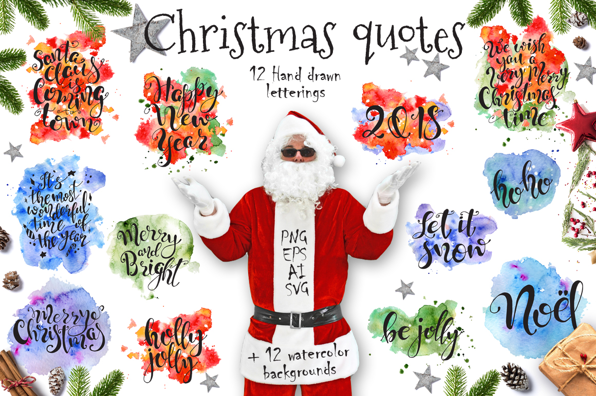 Christmas quotes. Hand lettering DIY (42156) | Illustrations | Design