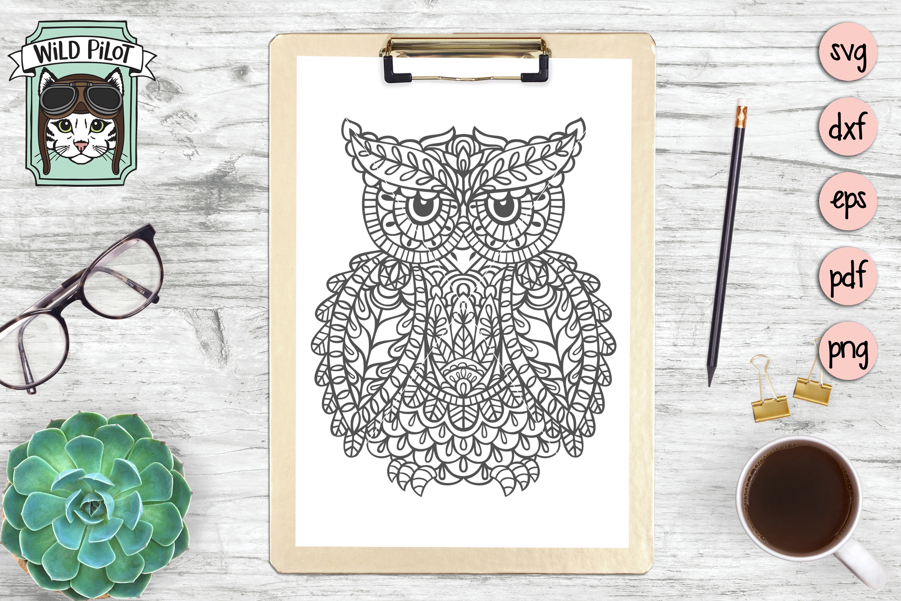 Owl SVG file, Owl Mandala SVG, Owl cut file, Owl vector