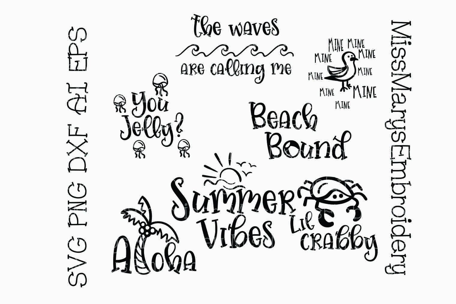 Download Summer Beach Sayings Bundle SVG Cutting File PNG DXF AI EPS