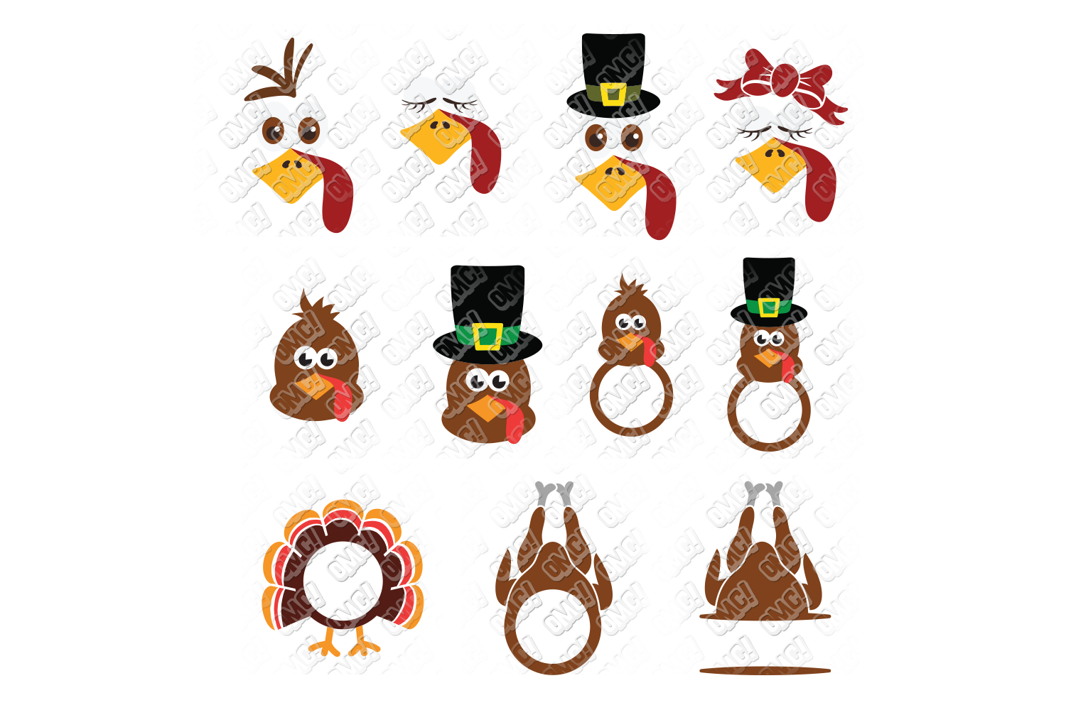 Download Turkey SVG Monogram Thanksgiving in SVG, DXF, PNG, EPS ...