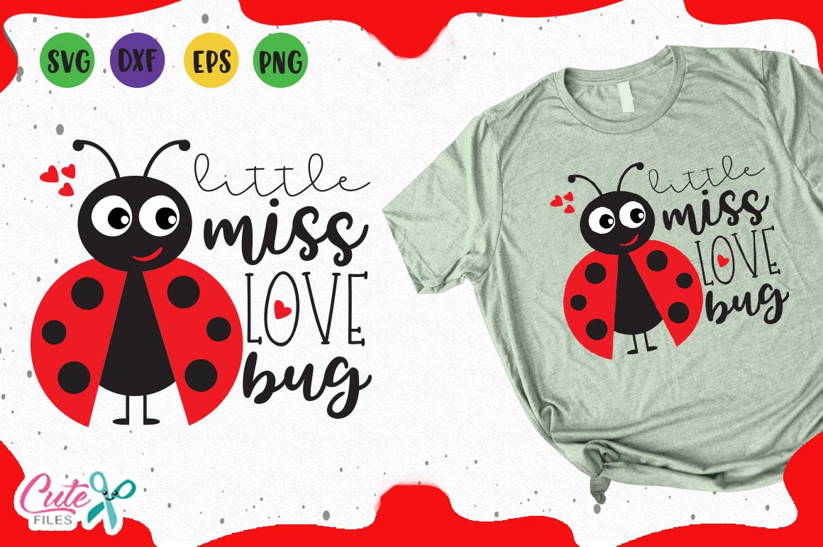 Little miss love bug, svg valentines day cut files for craft