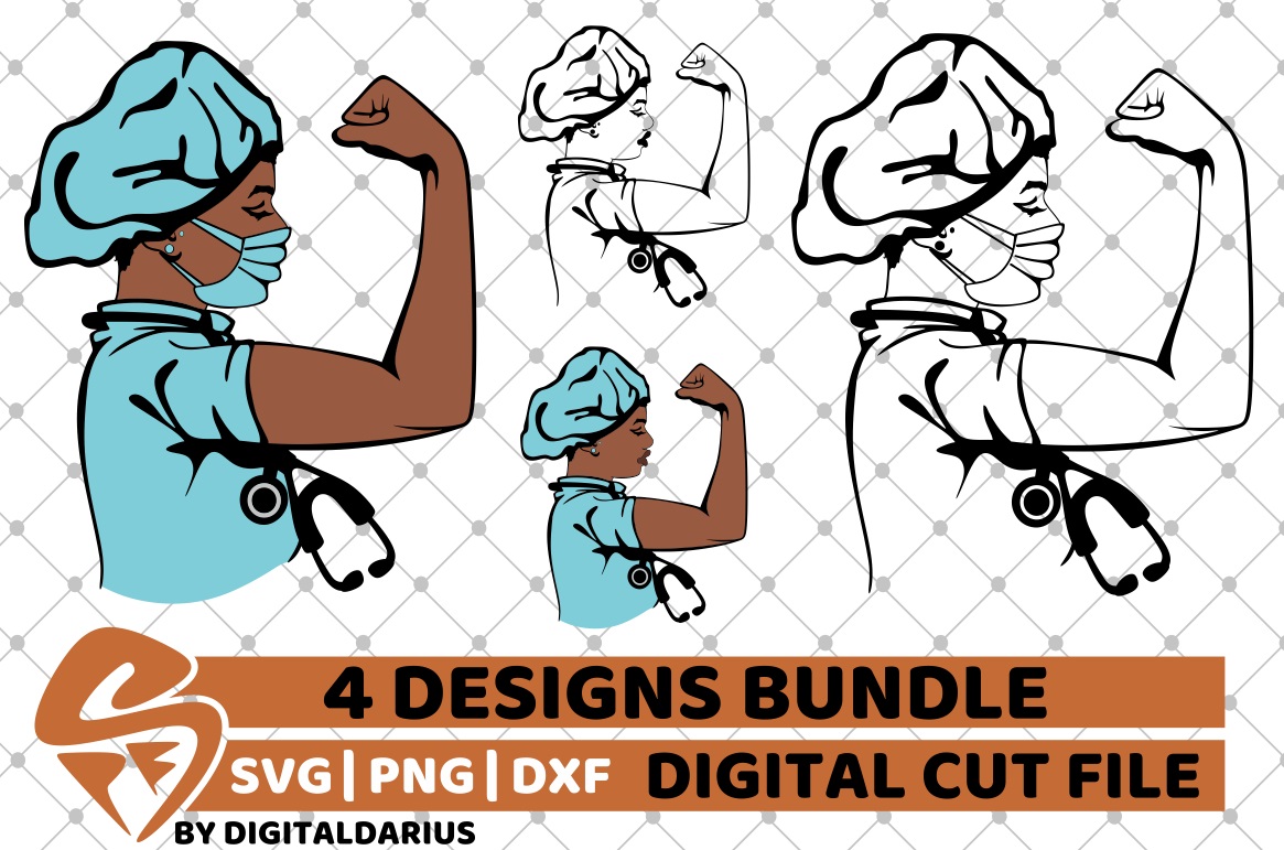 Download 5x Strong Woman in Medical Mask Bundle svg, Doctor, Nurse