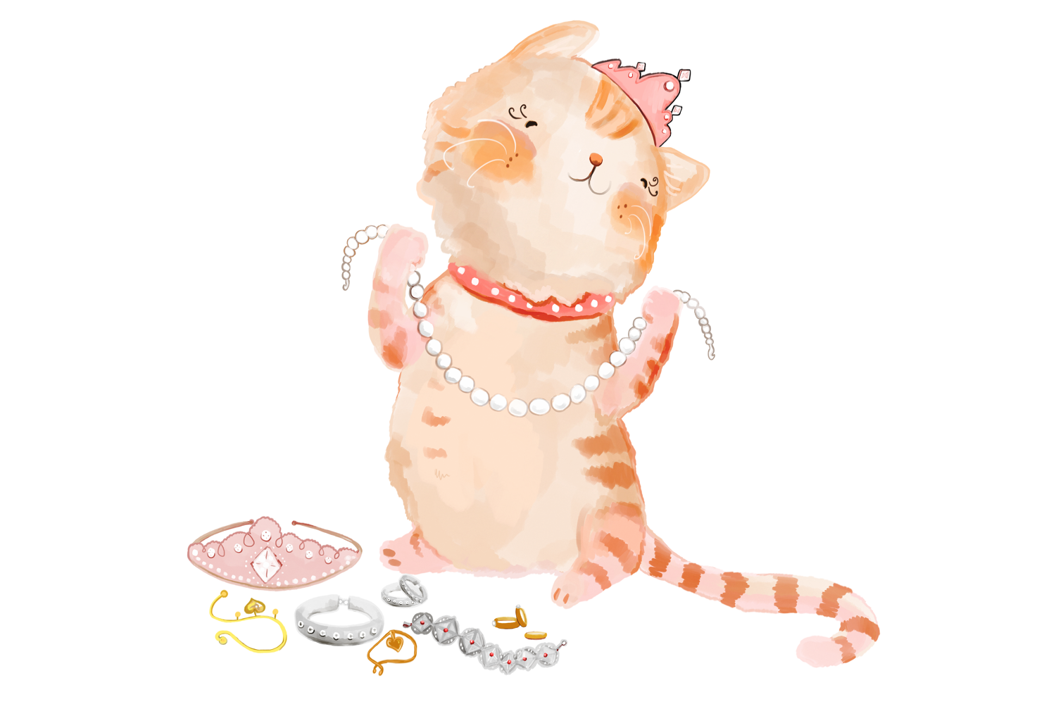 Pink Princess Cats Clip Art 8 Png Jpeg Illustrations