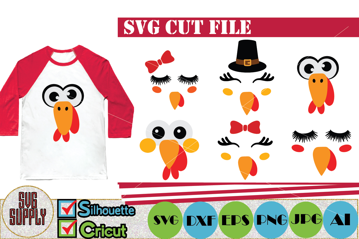 Download Turkey Face SVG Cut File (157686) | Cut Files | Design Bundles