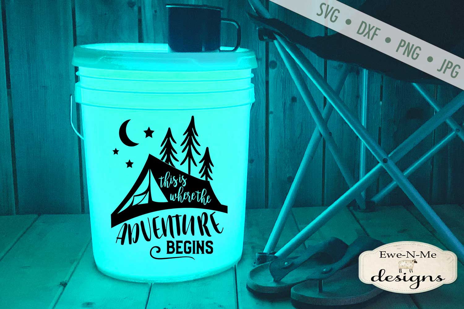 Adventure Begins Camping SVG Camping Bucket SVG File