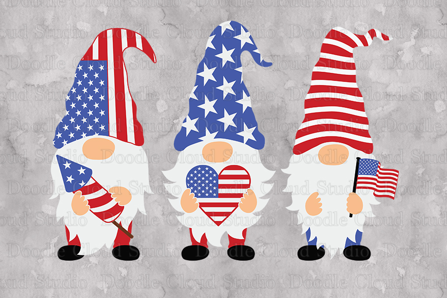 Patriotic Gnomes SVG Cut Files, 4th of July SVG, Gnome SVG,