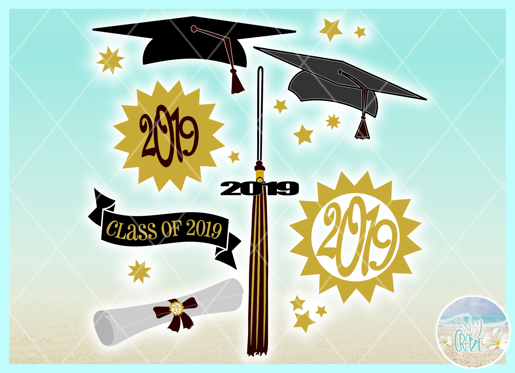 Download Graduation Elements Bundle Banner Cap Ribbon Diploma SVG