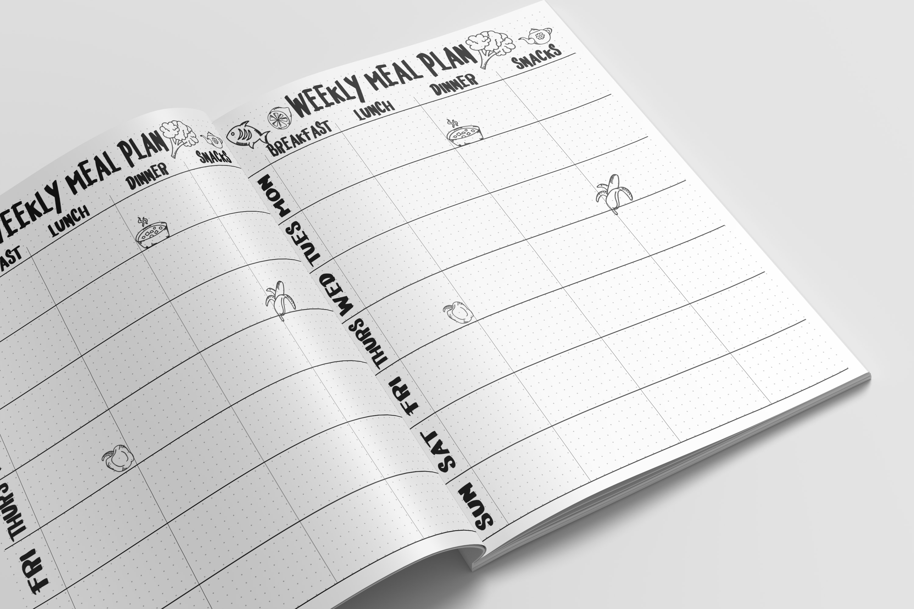 weekly menu planner printable doodle bullet journal 257352 digital