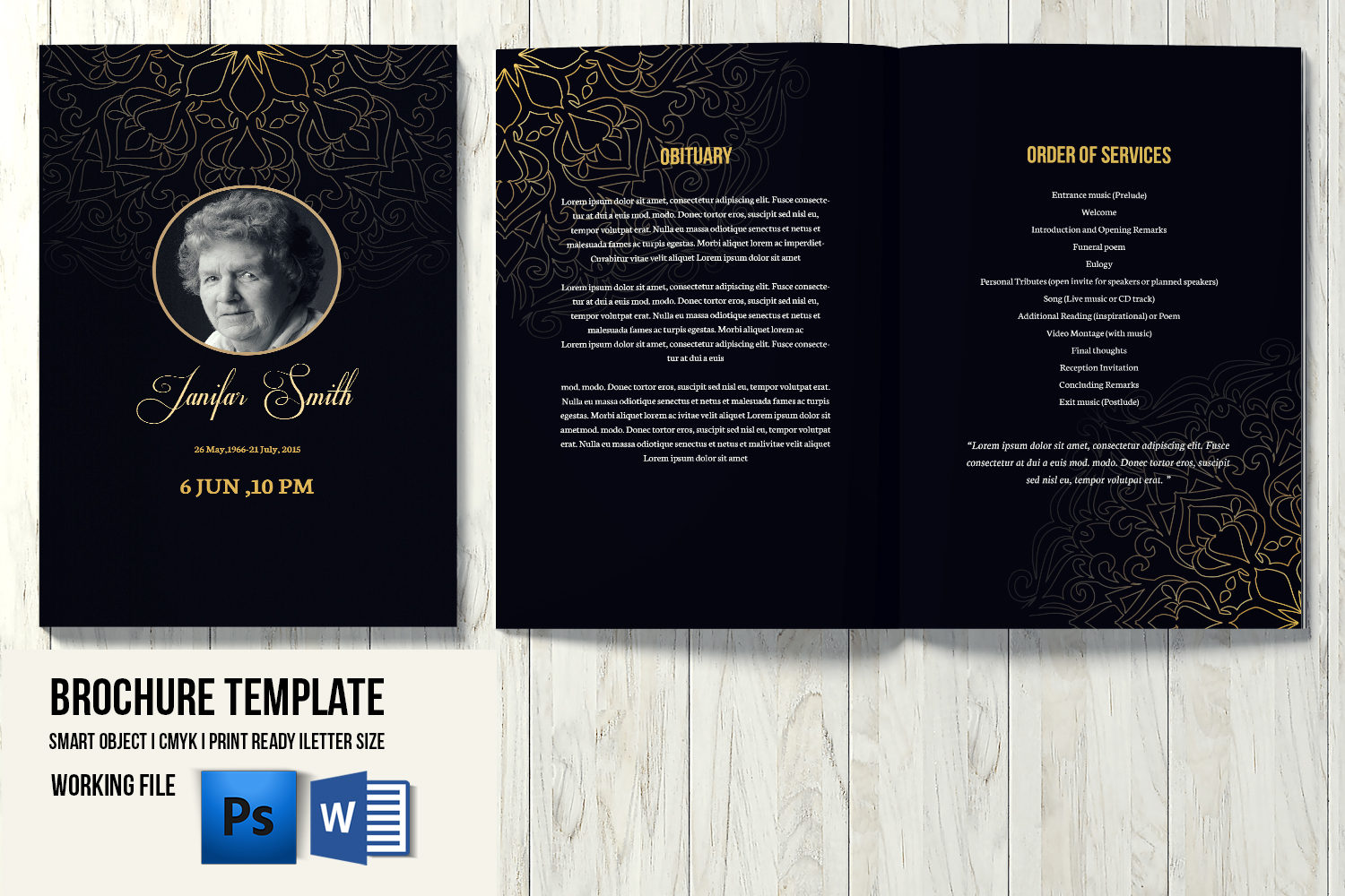 Funeral Program Template Ms Word Photoshop Template