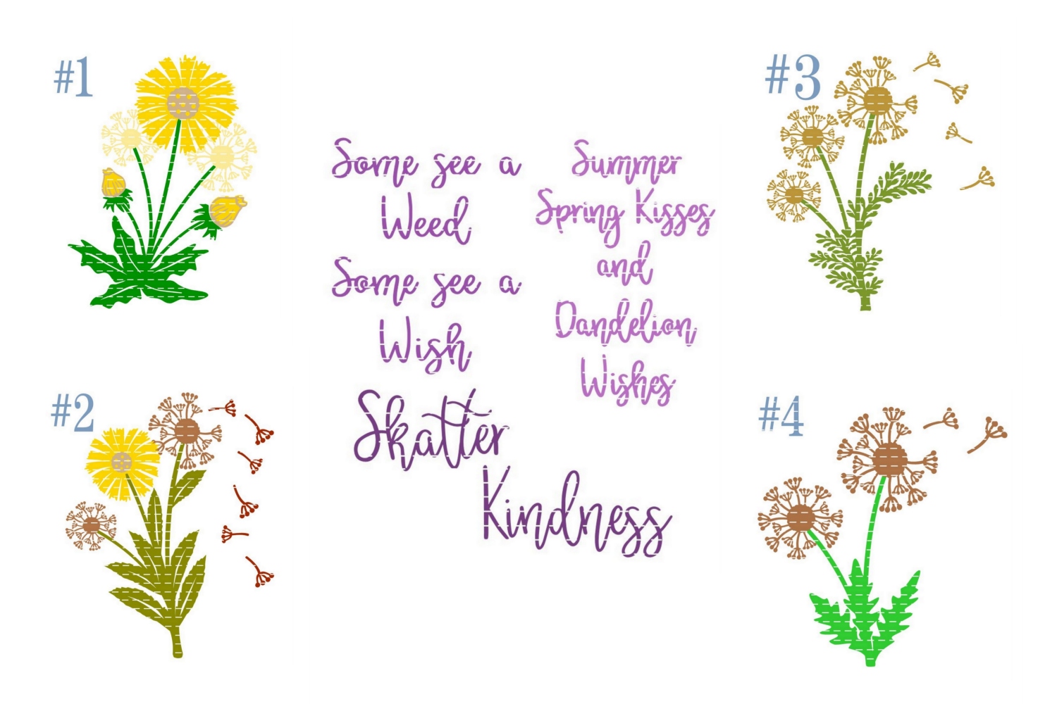 Download Dandelion Flower with Sayings SVG Cut File Bundle Design #01