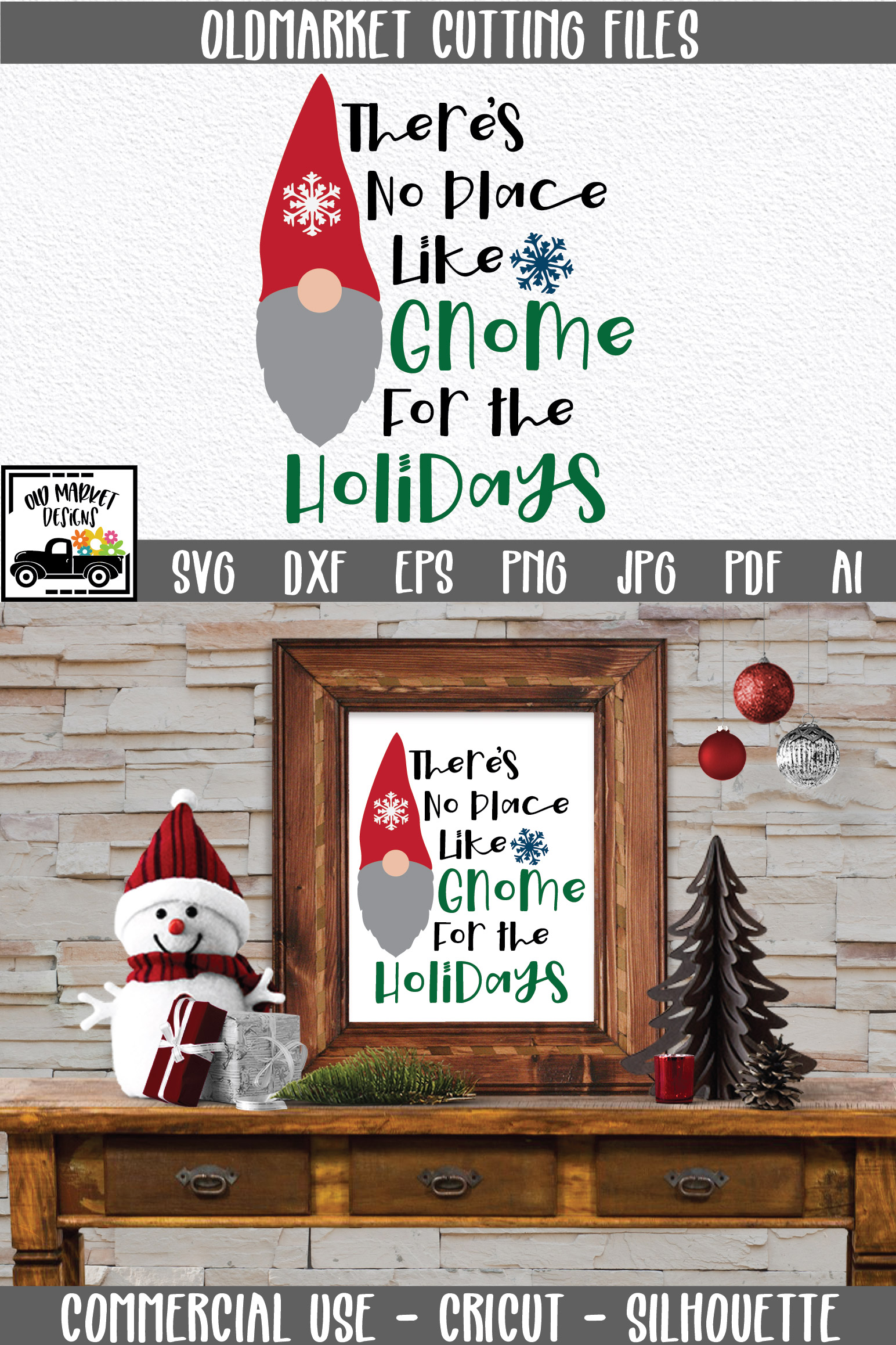 Download There's No Place Like Gnome for the Holidays SVG Cut File